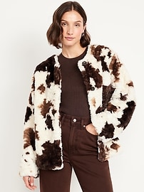 Printed Faux-Fur Jacket