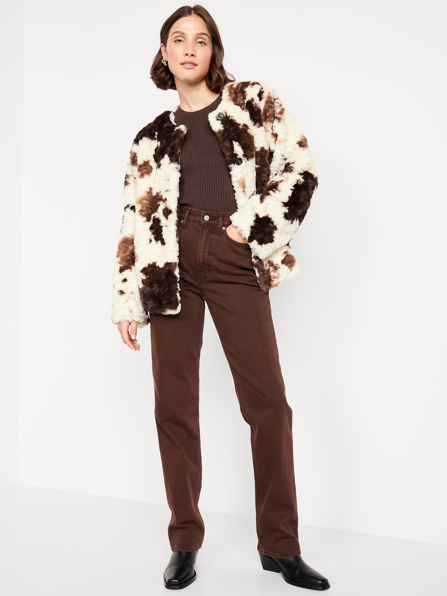 Printed Faux-Fur Jacket
