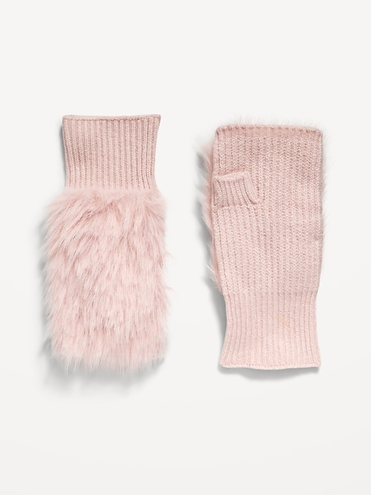 Image number 1 showing, Faux-Fur Fingerless Gloves for Women