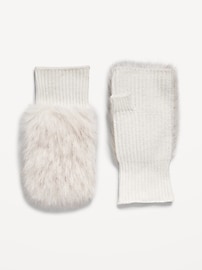Image number 2 showing, Faux-Fur Fingerless Gloves for Women