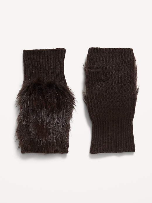 Image number 1 showing, Faux-Fur Fingerless Gloves for Women