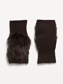 Image number 1 showing, Faux-Fur Fingerless Gloves for Women