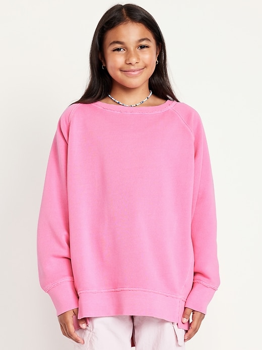 Image number 1 showing, Oversized Long-Sleeve Tunic Sweatshirt for Girls