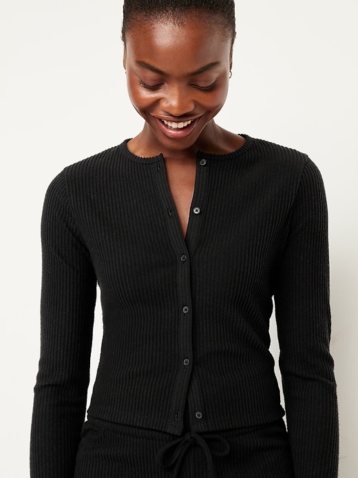 Image number 4 showing, Cropped Rib Cardigan Sweater