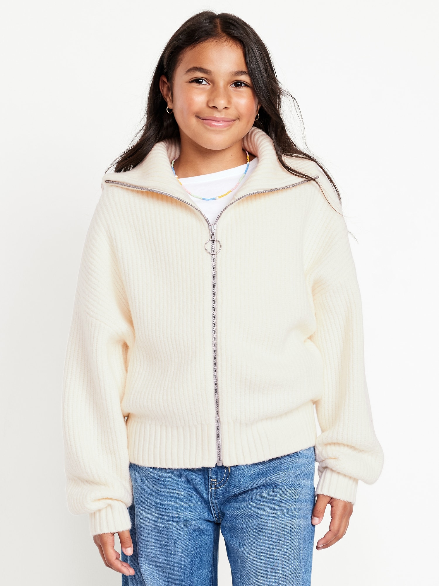 SoSoft Collared Zip-Front Sweater for Girls | Old Navy