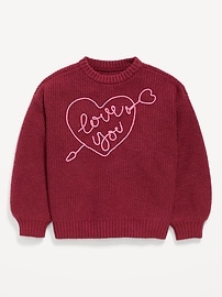 Image number 2 showing, Oversized Valentine's Day Graphic Sweater for Girls
