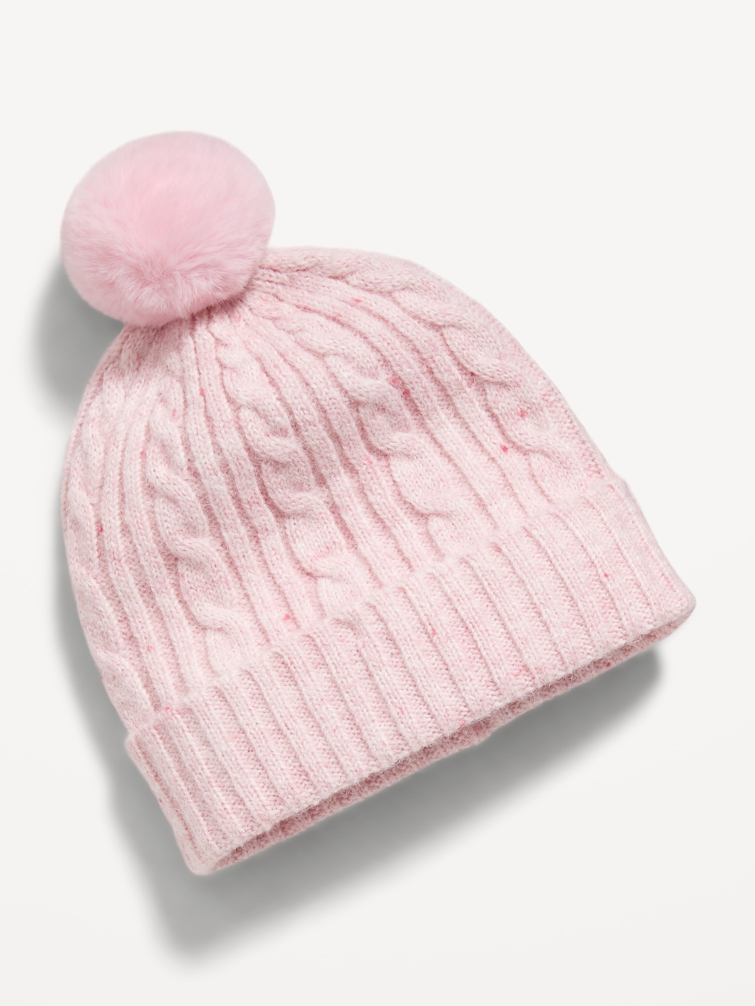 Pom-Pom Cable-Knit Beanie for Toddler Girls