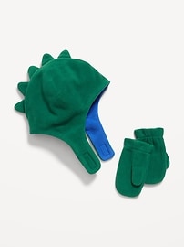 Image number 1 showing, Dino Trapper Hat and Mittens Set for Toddler Boys