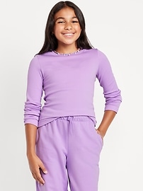 Image number 1 showing, Fitted Seamless Long-Sleeve Ribbed Performance Top for Girls