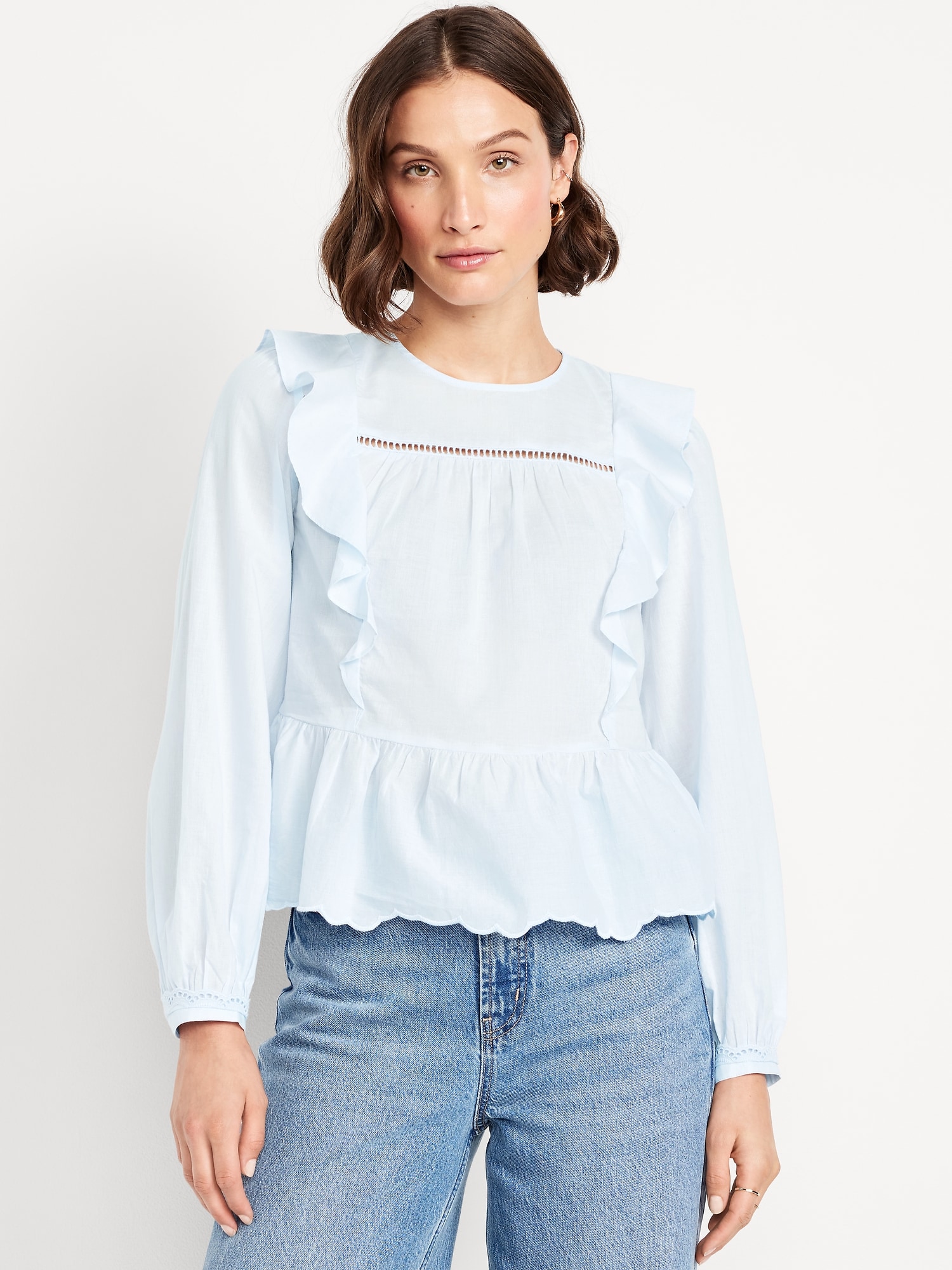 High-Neck Ruffle Peplum Top