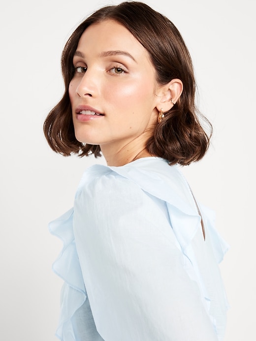 Image number 3 showing, High-Neck Ruffle Peplum Top