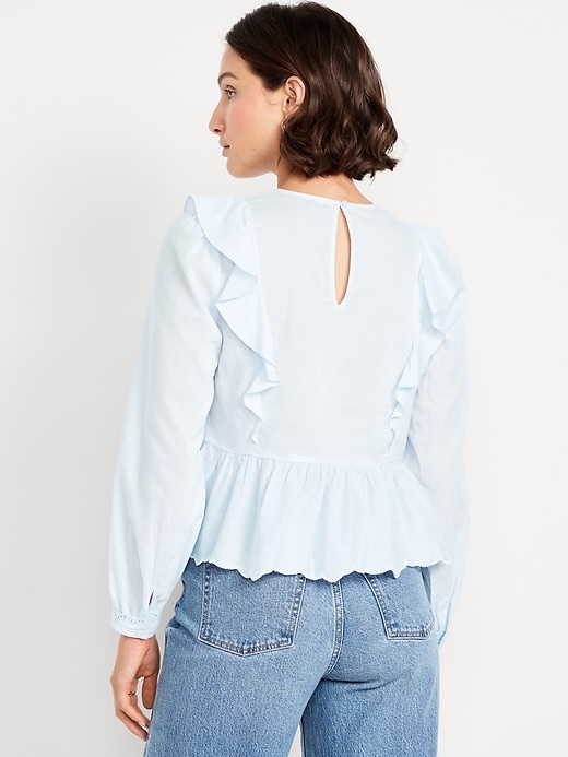 Image number 2 showing, High-Neck Ruffle Peplum Top