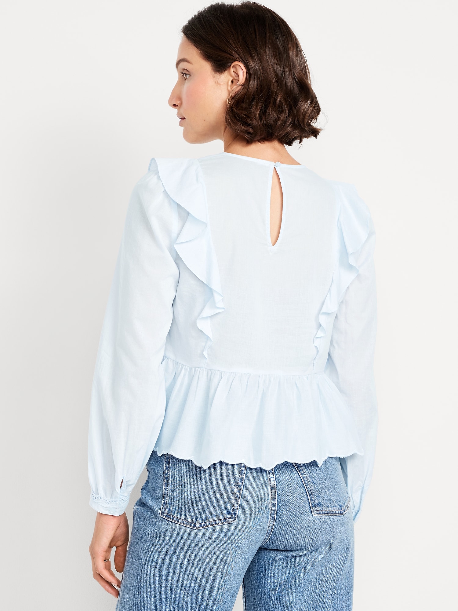 High-Neck Ruffle Peplum Top