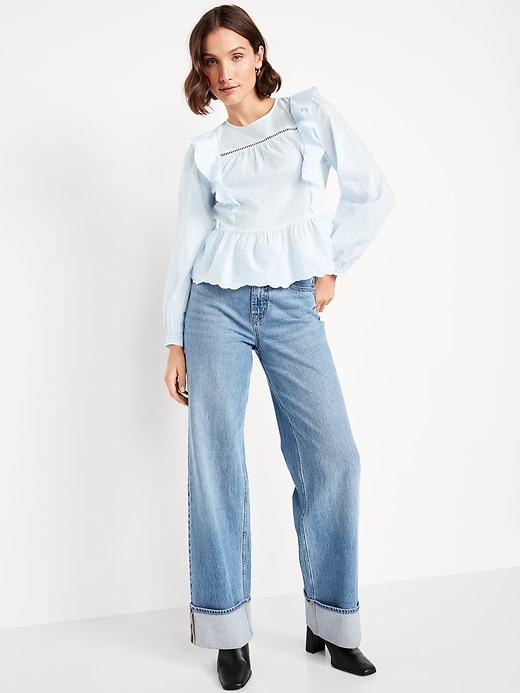 Image number 4 showing, High-Neck Ruffle Peplum Top