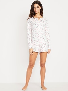 Pointelle Rib Henley Pajama Romper