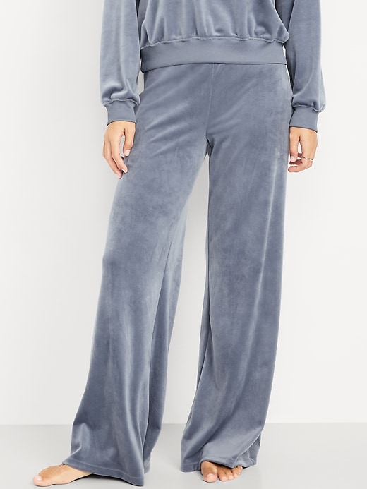 Image number 1 showing, High-Waisted Velour Flare Lounge Pants