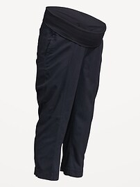 Image number 1 showing, Maternity Rollover Waist Barrel Leg Ankle Pants