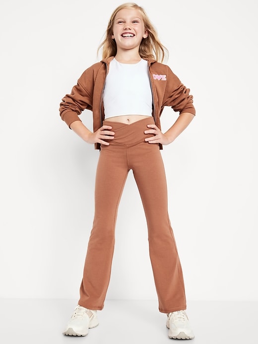 Image number 3 showing, High-Waisted PowerChill Crossover Flared Leggings for Girls