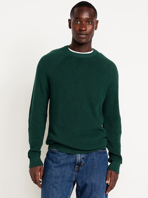 Image number 1 showing, Crew-Neck Shaker-Stitch Sweater