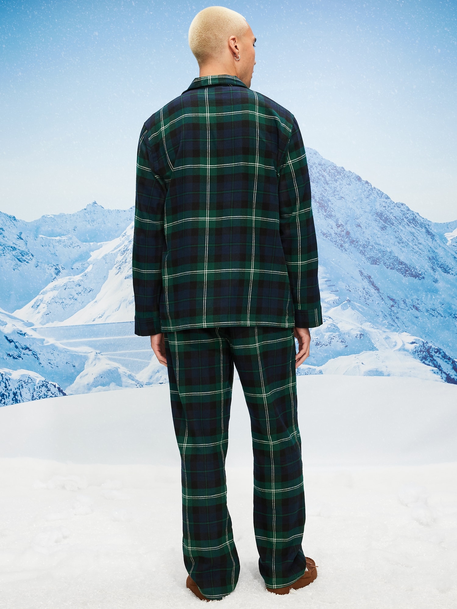 Plaid Flannel Pajama Set for Men