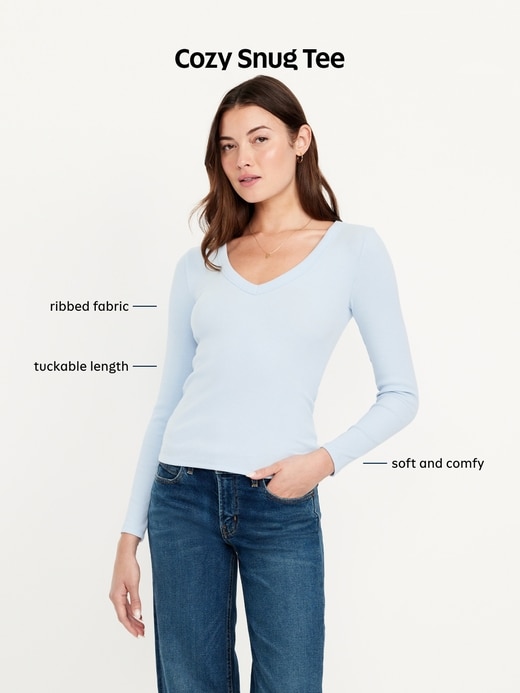 Image number 8 showing, Long-Sleeve Cozy V-Neck Top