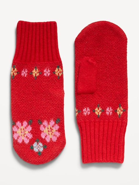 Fair Isle Craft Stitch Mittens for Women - Amaryllis