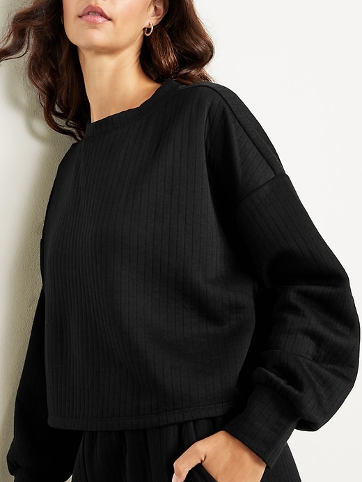 Image number 4 showing, Bounce Fleece Quilted Crew-Neck Top
