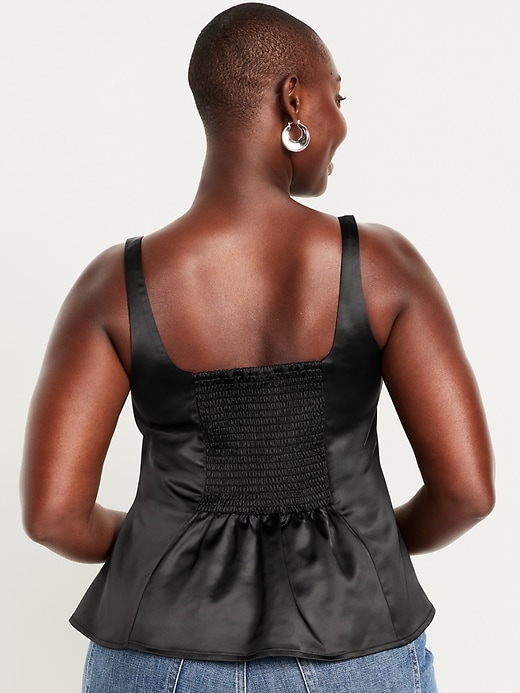 Image number 6 showing, Square-Neck Satin Peplum Top