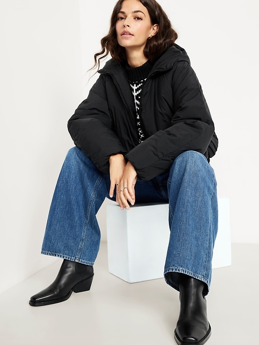 Image number 3 showing, Water-Resistant Cropped Zip Puffer Jacket