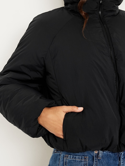 Image number 5 showing, Water-Resistant Cropped Zip Puffer Jacket