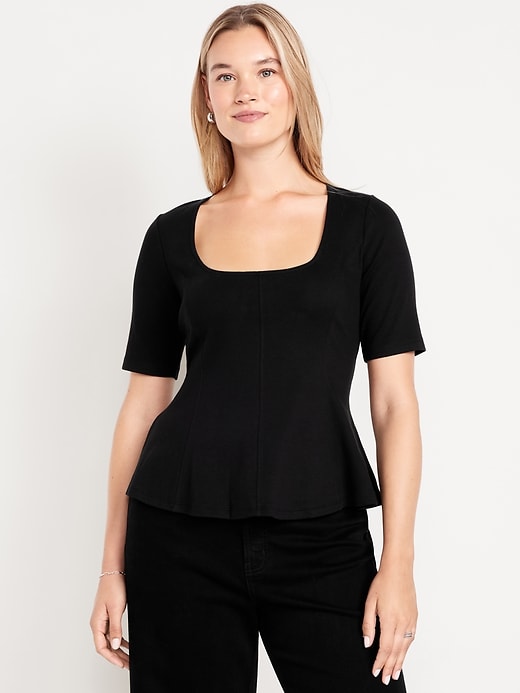 Image number 5 showing, Square-Neck Peplum Top