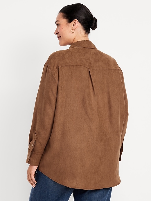Image number 8 showing, Button-Down Faux-Suede Boyfriend Shirt