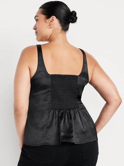 Image number 8 showing, Square-Neck Satin Peplum Top