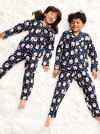 Image number 1 showing, Printed Gender-Neutral Button-Front Pajama Set for Kids