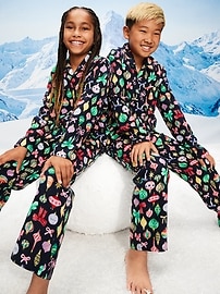 Image number 1 showing, Printed Gender-Neutral Button-Front Pajama Set for Kids