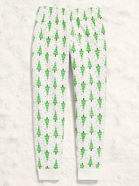 Gender-Neutral Microfleece Jogger Pajama Pants for Kids - Christmas Tree (Match The Fam!)
