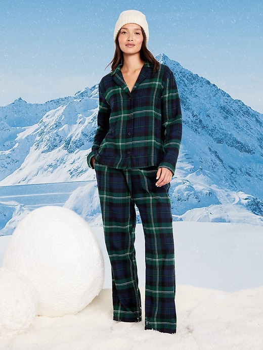 Image number 1 showing, Plaid Flannel Pajama Pant Set for Women
