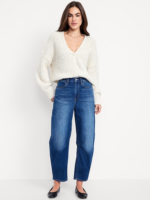 High-Waisted Barrel Ankle Jeans