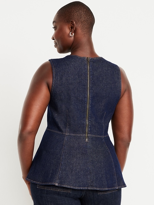 Image number 5 showing, High-Neck Jean Peplum Top