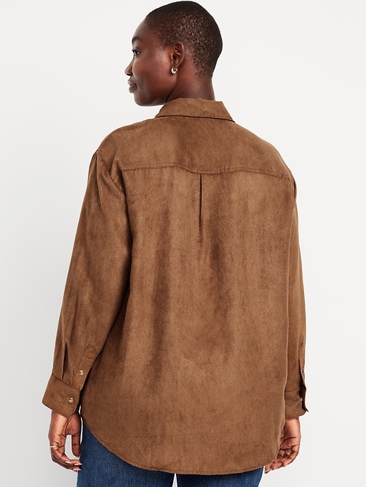 Image number 6 showing, Button-Down Faux-Suede Boyfriend Shirt