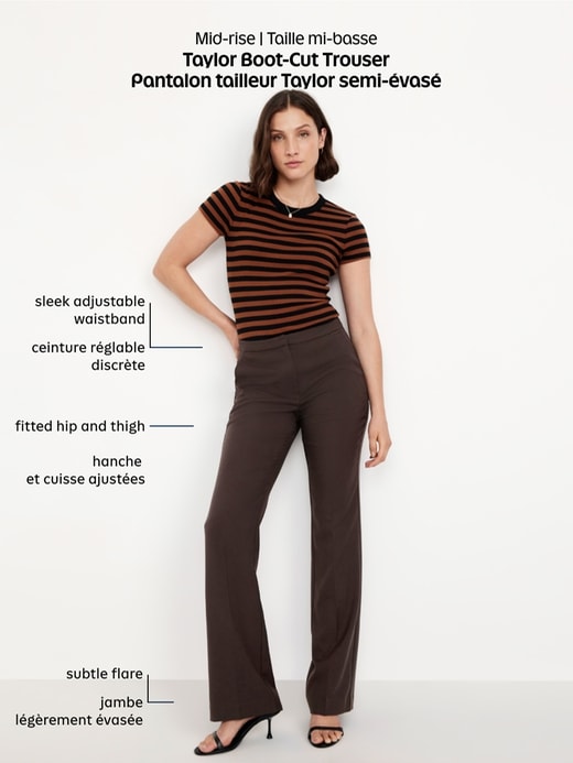 Image number 7 showing, Mid-Rise Taylor Boot-Cut Pants