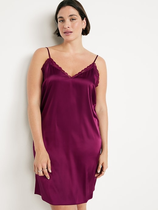 Lace-Trim Satin Nightgown