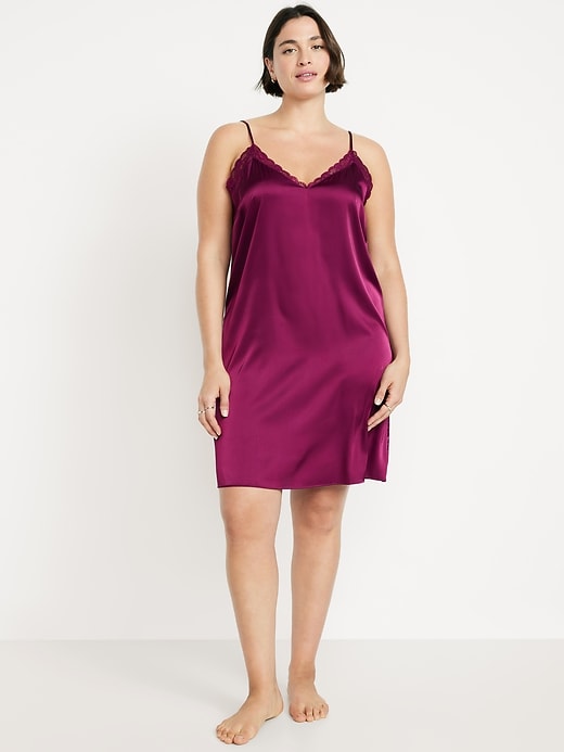 Lace-Trim Satin Nightgown