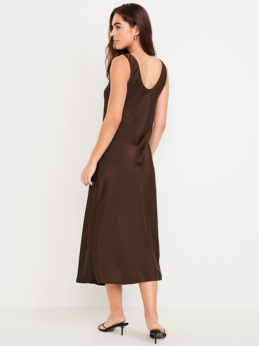 Image number 2 showing, Sleeveless Satin Midi Dress