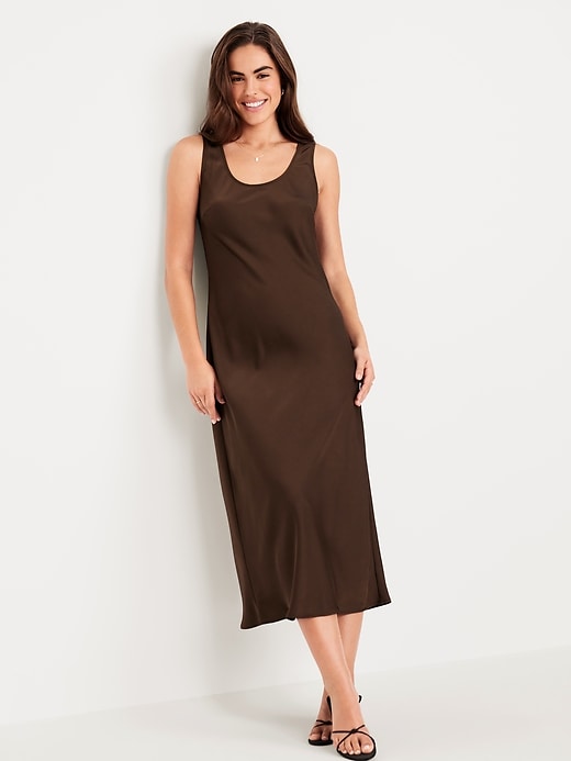 Image number 3 showing, Sleeveless Satin Midi Dress