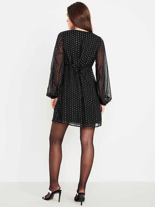 Image number 2 showing, V-Neck Swiss Dot Mini Dress
