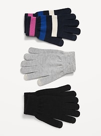 Image number 1 showing, Knit Gloves 3-Pack for Women