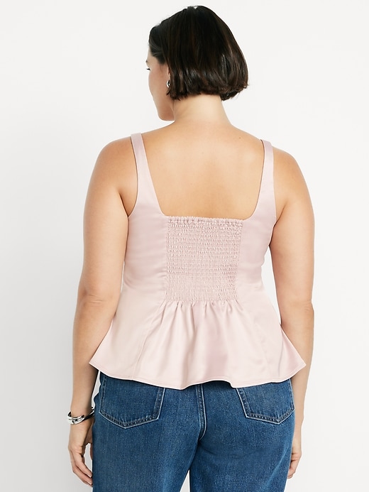 Image number 6 showing, Square-Neck Satin Peplum Top