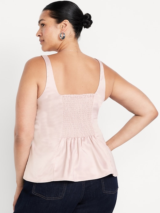 Image number 8 showing, Square-Neck Satin Peplum Top