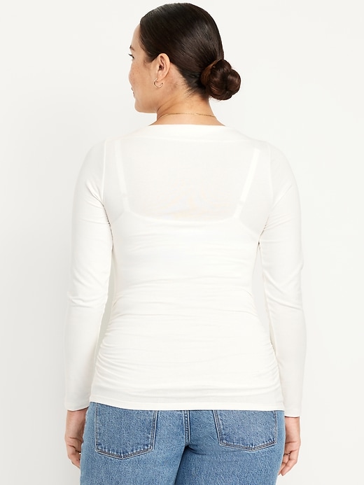Image number 2 showing, Maternity Long-Sleeve Slit-Neck T-Shirt